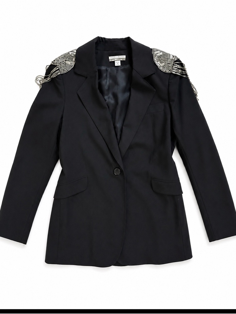 Andrea Behar Boston Proper Beaded Statement Blazer Black Tailored Jacket 4